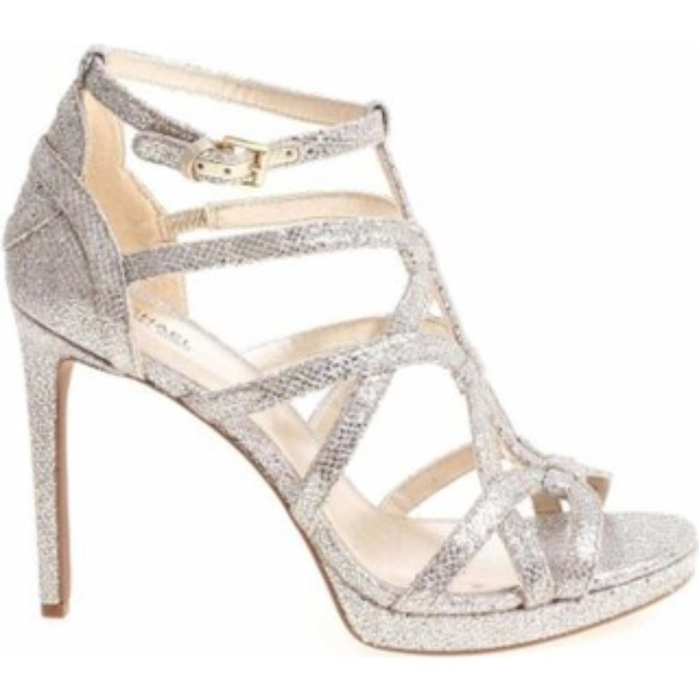 Michael Kors silver sequin strappy sandal (size 8)